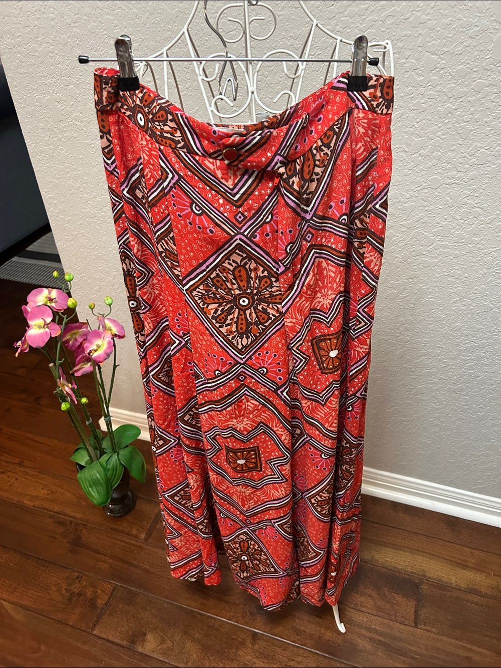 Women’s Antro Red Geo-Print Wide leg pants